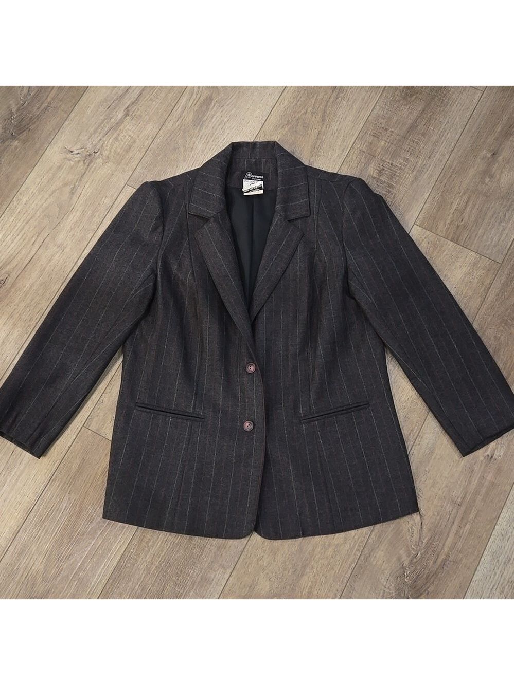 Retro 90's Women's Charcoal Pinstripe Blazer Old Money/Ralphcore Jacket